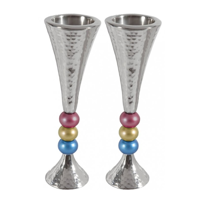 Yair Emanuel Hammered Aluminum Stem Candlestick Colo... | Candlesticks