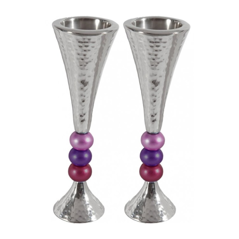 Yair Emanuel Hammered Aluminum Stem Candlestick Colo... | Candlesticks