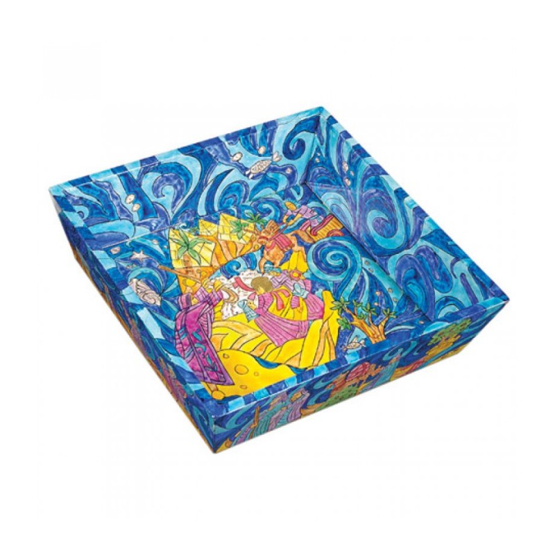 Yair Emanuel Hand Painted Wood Blue Matza... | Jewish Gift from Israel