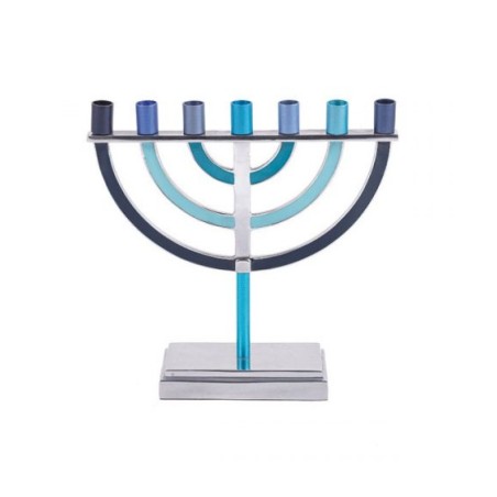 Yair Emanuel 7 Branch Menorah Classic Design Blue | Hanukkah Menorah