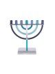 Yair Emanuel 7 Branch Menorah Classic Design Blue | Hanukkah Menorah