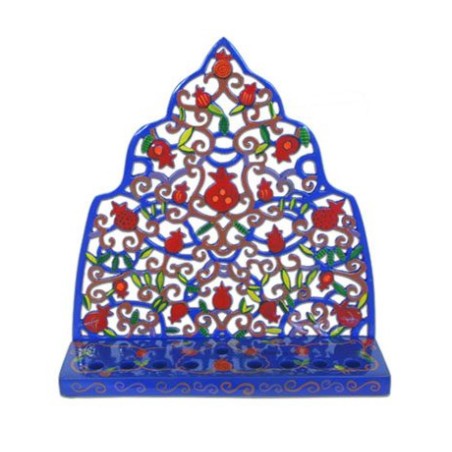 Yair Emanuel Laser Cut Hand Painted Hanukkah Men... | Hanukkah Menorah