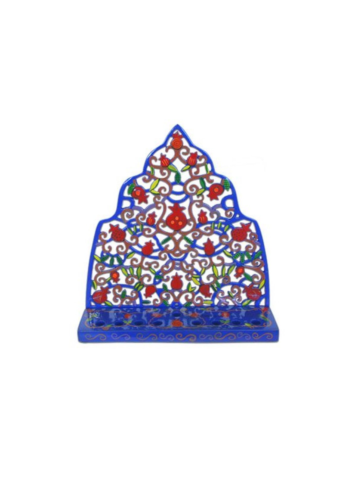 Yair Emanuel Laser Cut Hand Painted Hanukkah Men... | Hanukkah Menorah