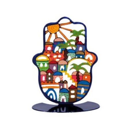 Yair Emanuel Small Hand Painted Hamsa on Stand ... | Hamsas by Emanuel