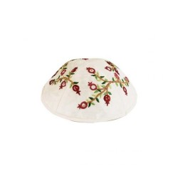 Yair Emanuel Embroidered Kippah Dark Red... | Kippot & Hats by Emanuel