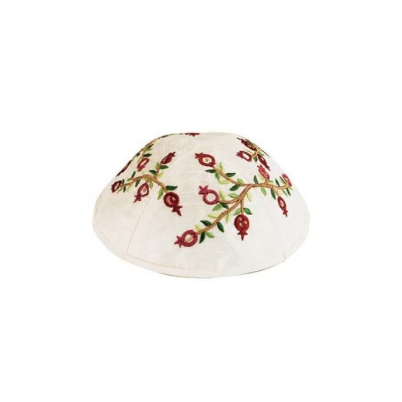 Yair Emanuel Embroidered Kippah Dark Red... | Kippot & Hats by Emanuel