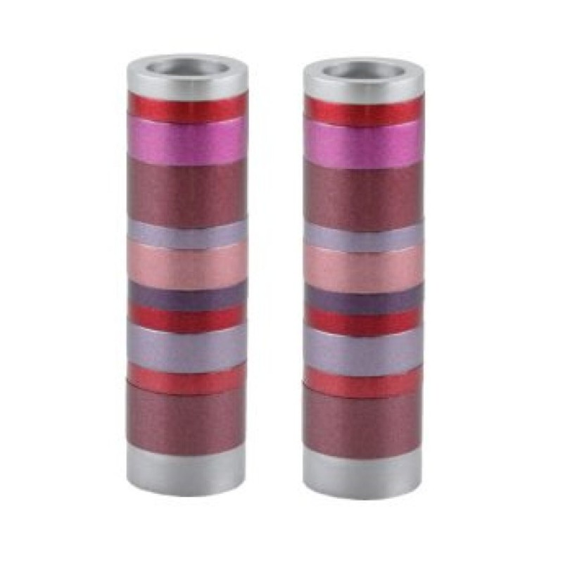 Yair Emanuel Small Cylinder Candlesticks with Rings ... | Candlesticks