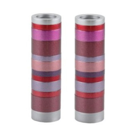 Yair Emanuel Small Cylinder Candlesticks with Rings ... | Candlesticks