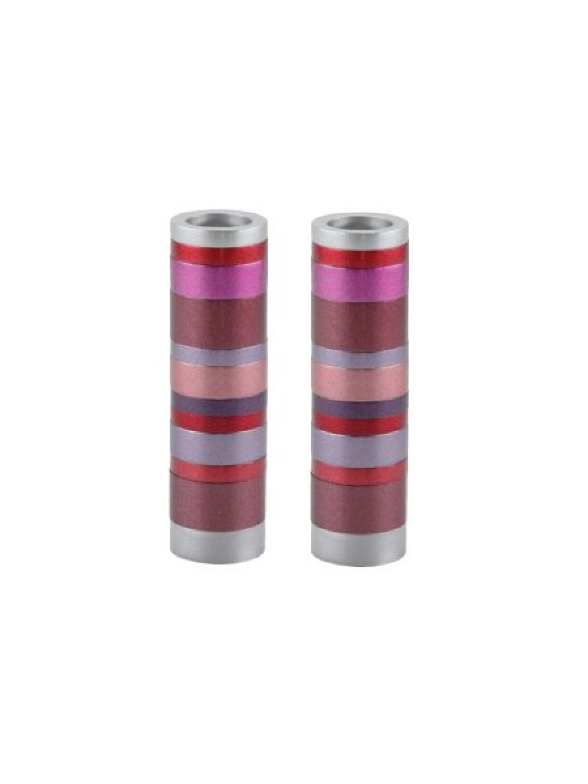 Yair Emanuel Small Cylinder Candlesticks with Rings ... | Candlesticks