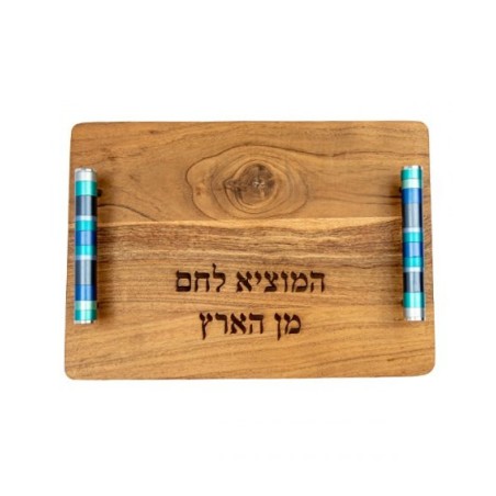 Yair Emanuel Grained Wood Challah Board Blessings ... | Challah Boards