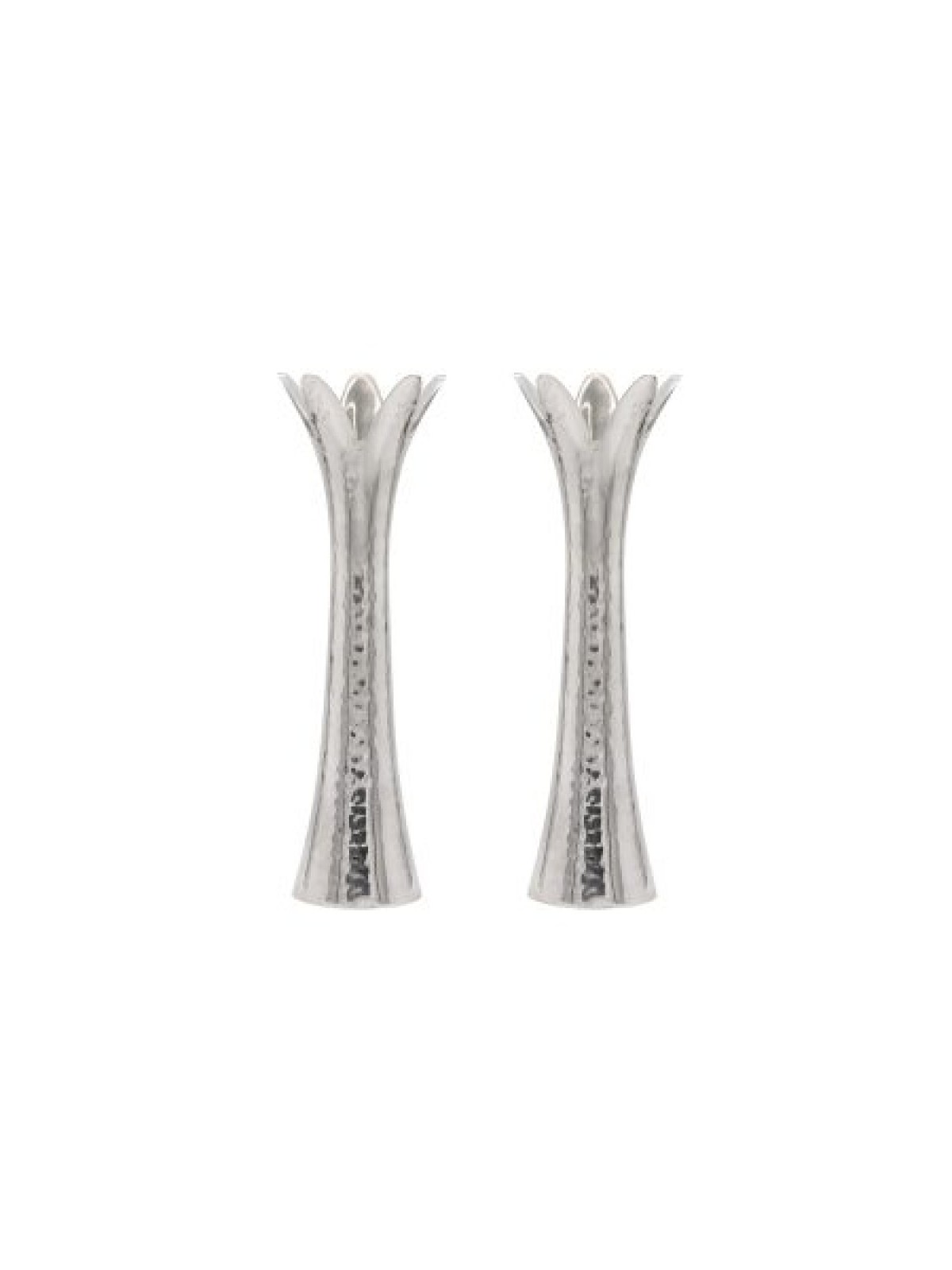 Yair Emanuel Flower Shaped Textured Candlesticks Sil... | Candlesticks