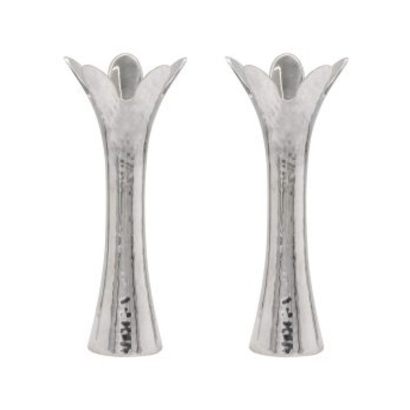 Yair Emanuel Flower Shaped Textured Candlesticks Sil... | Candlesticks