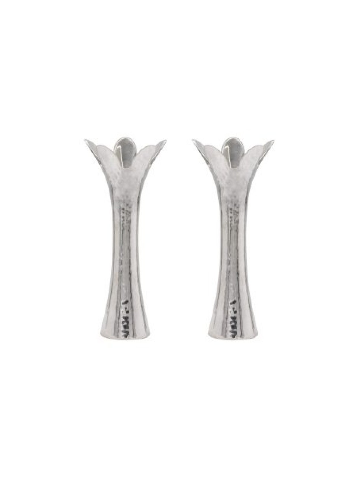 Yair Emanuel Flower Shaped Textured Candlesticks Sil... | Candlesticks