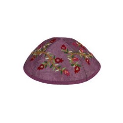 Yair Emanuel Kippah %96 Embroidered Red ... | Kippot & Hats by Emanuel