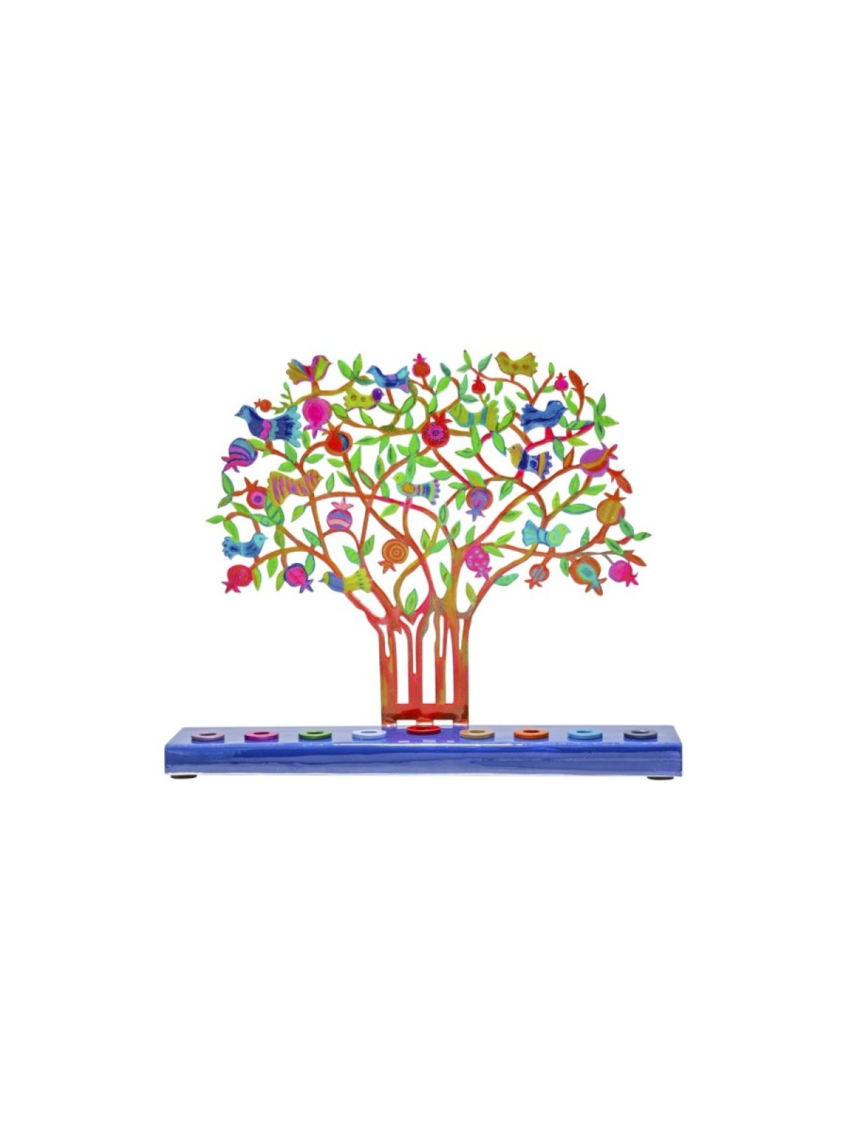 Yair Emanuel Hand Painted Chanukah Menorah Color... | Hanukkah Menorah