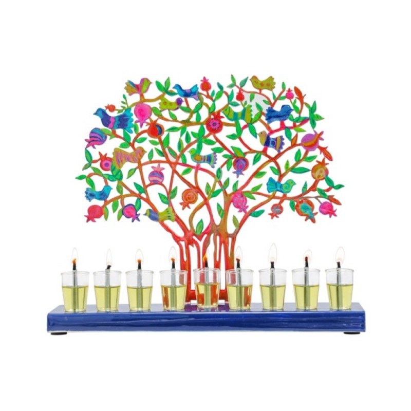 Yair Emanuel Hand Painted Chanukah Menorah Color... | Hanukkah Menorah