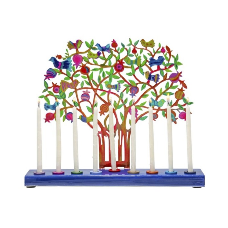 Yair Emanuel Hand Painted Chanukah Menorah Color... | Hanukkah Menorah