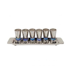 Yair Emanuel Six Hammered Aluminum Kiddush Cups and ... | Kiddush Cups
