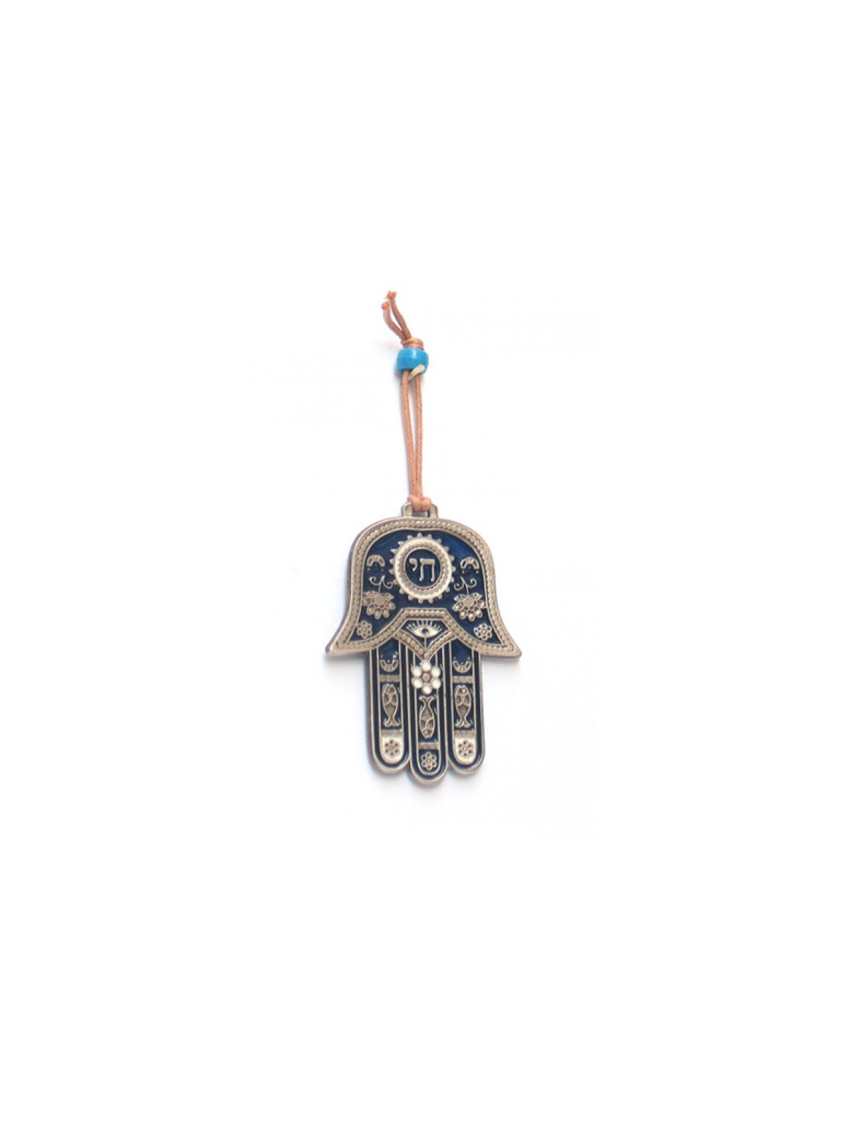 Hamsa Wall Decoration with Chai and Good Luck Symbols... | Metal Hamsa