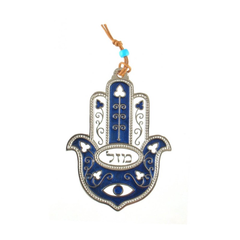 Hamsa Wall Decoration with Mazal Luck Eye and Flowers... | Metal Hamsa