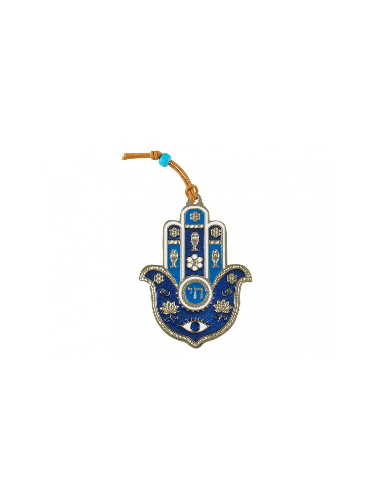 Hamsa Wall Decoration Hebrew Chai with Good Luck Symb... | Metal Hamsa