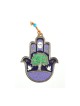 Purple and Green Hamsa Wall Decoration with Chai and ... | Metal Hamsa