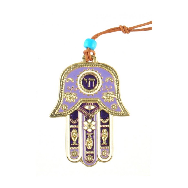 Hamsa Wall Decoration Hebrew Chai and Good Luck Symbo... | Metal Hamsa