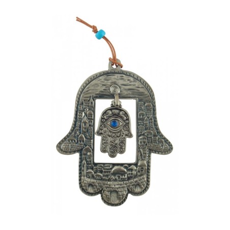 Hamsa Wall Decoration Jerusalem Design with Inner Ham... | Metal Hamsa