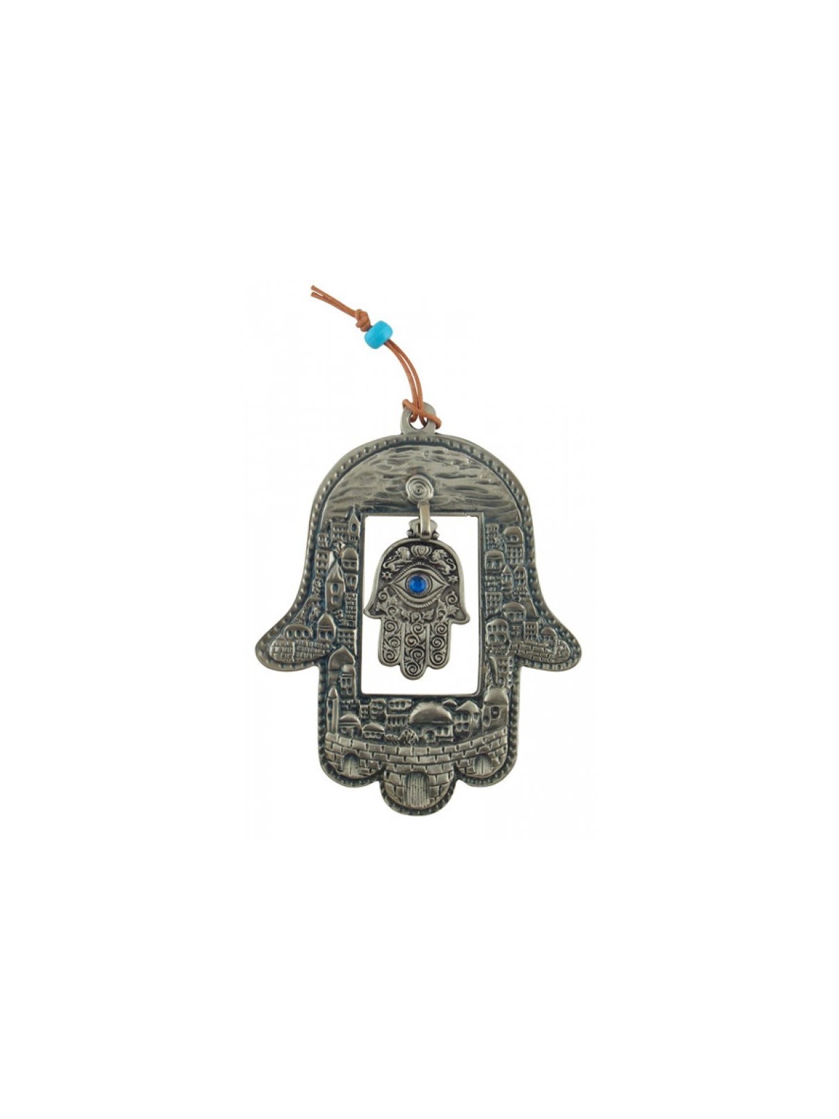 Hamsa Wall Decoration Jerusalem Design with Inner Ham... | Metal Hamsa