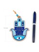 Blue Hamsa Wall Decoration with Good Luck Symbols and... | Metal Hamsa