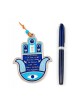 Blue Hamsa Wall Decoration with Good Luck Symbols and... | Metal Hamsa