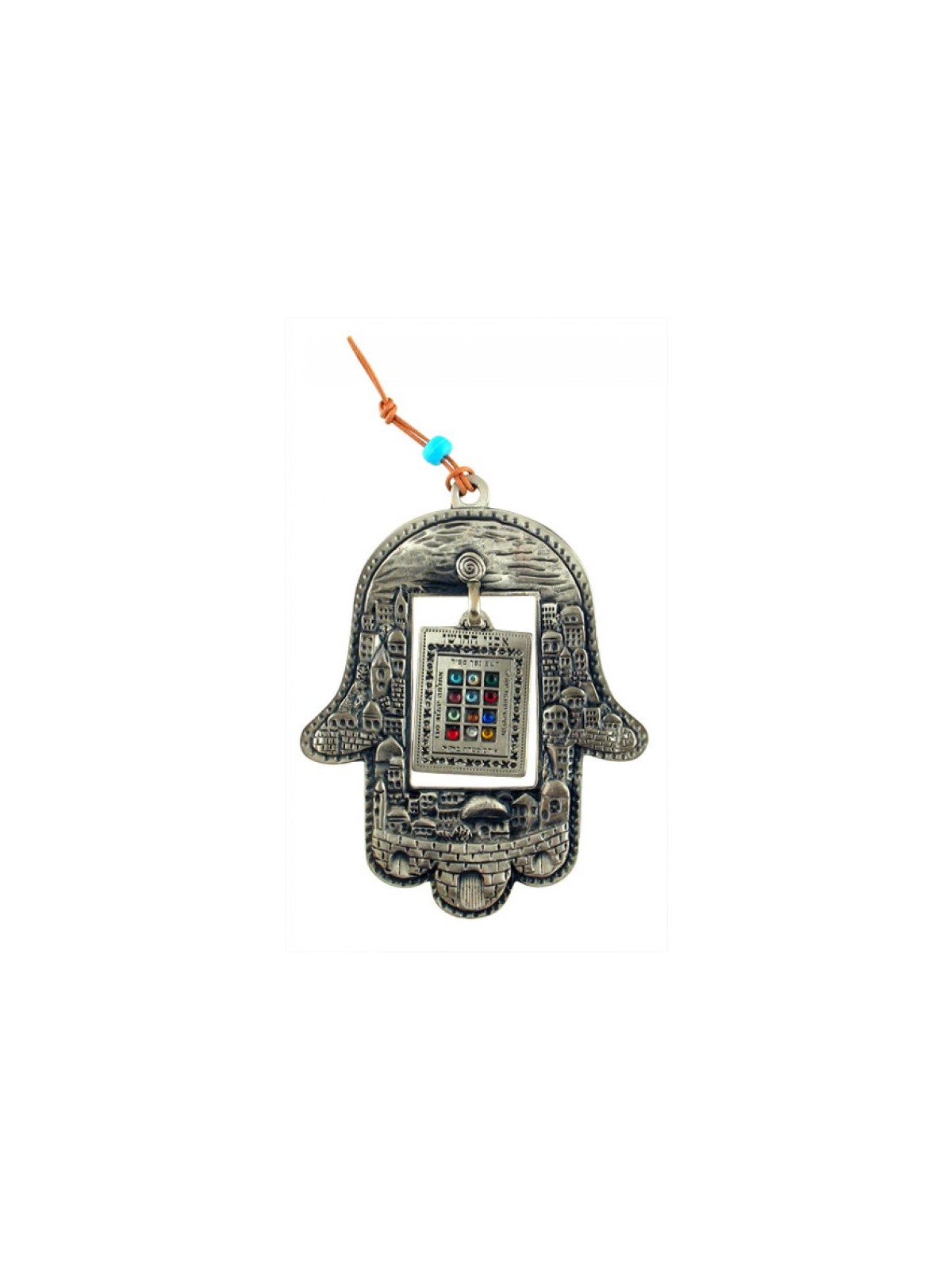 Hamsa Wall Decoration with Jerusalem Design and Inner... | Metal Hamsa