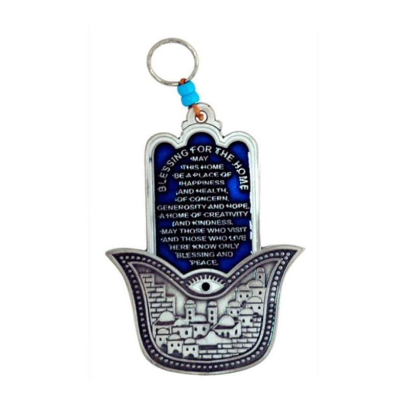 Hamsa Wall Decoration with Jerusalem and English Home... | Metal Hamsa