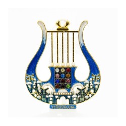 Enamel Wall Decoration Davids Lyre and Jerusalem Desi... | Metal Hamsa