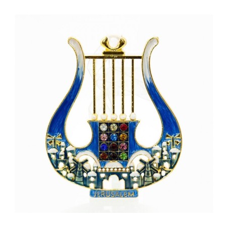 Enamel Wall Decoration Davids Lyre and Jerusalem Desi... | Metal Hamsa