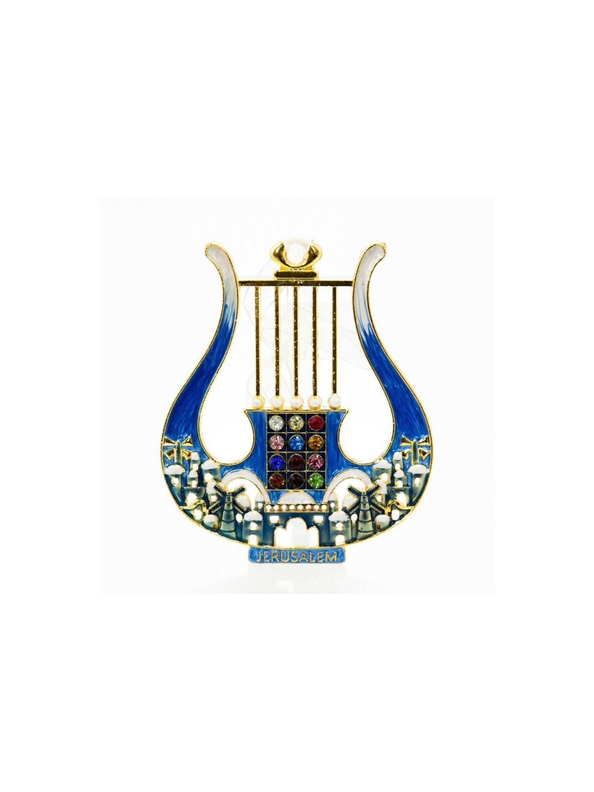 Enamel Wall Decoration Davids Lyre and Jerusalem Desi... | Metal Hamsa