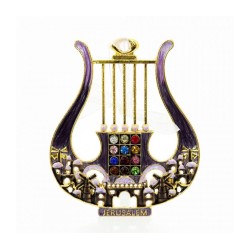 Enamel Wall Decoration Davids Lyre and Jerusalem Desi... | Metal Hamsa