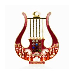 Enamel Wall Decoration Davids Lyre and Jerusalem Desi... | Metal Hamsa