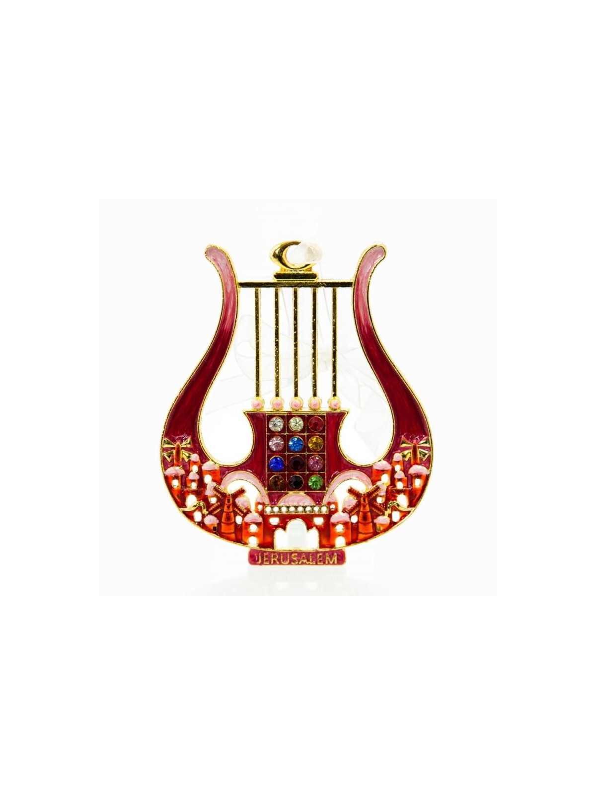 Enamel Wall Decoration Davids Lyre and Jerusalem Desi... | Metal Hamsa