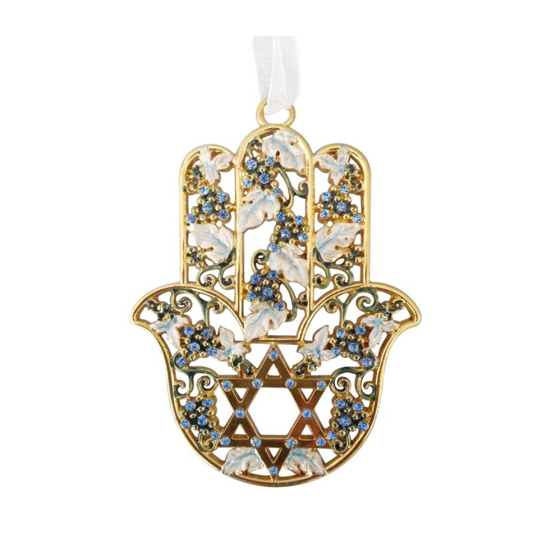 Hamsa Wall Decoration %96 Grape Clusters with a Star ... | Metal Hamsa