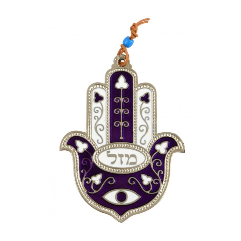 Hamsa Wall Decoration with Mazal Good Luck Eye and Fl... | Metal Hamsa