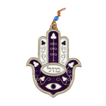 Hamsa Wall Decoration with Mazal Good Luck Eye and Fl... | Metal Hamsa