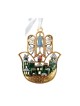 Gold Color Old City Jerusalem Enamel Judaica Hamsa | Metal Hamsa