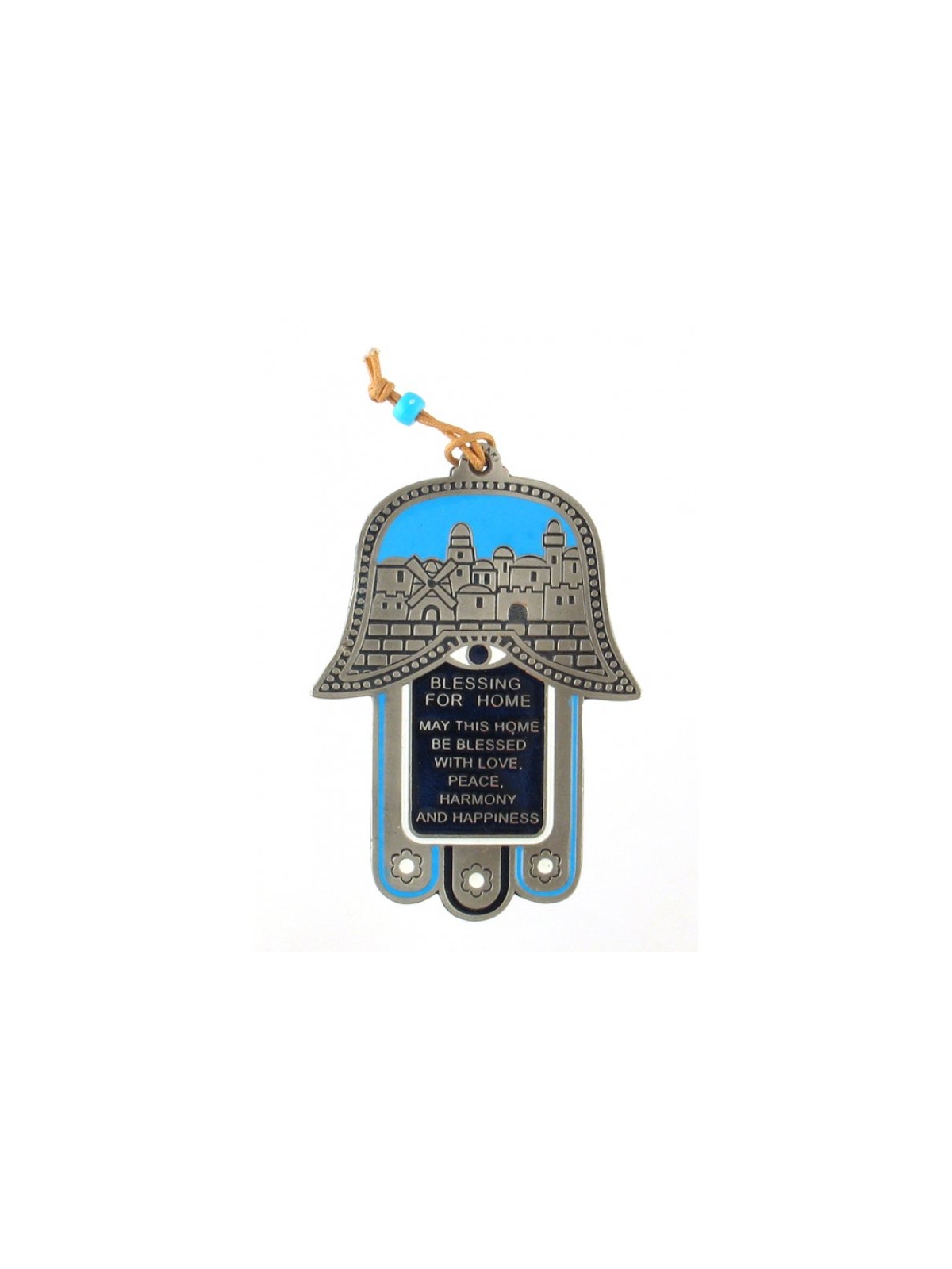 Hamsa Wall Decoration with Jerusalem Images and Engli... | Metal Hamsa