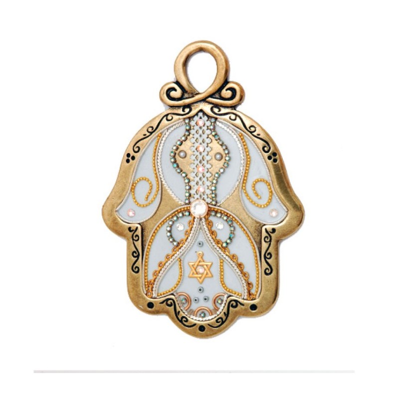 Elegant Star of David Wall Hamsa by Ester Shahaf | Metal Hamsa