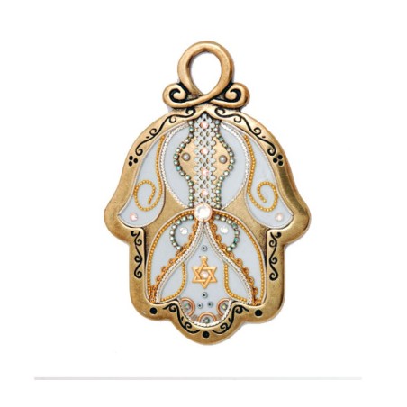 Elegant Star of David Wall Hamsa by Ester Shahaf | Metal Hamsa