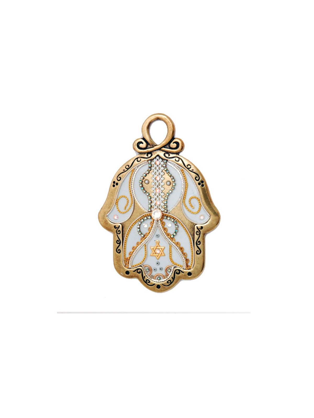Elegant Star of David Wall Hamsa by Ester Shahaf | Metal Hamsa