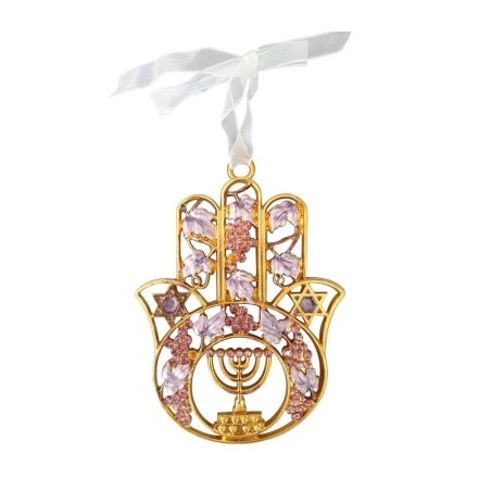 7 Branch Menorah Hamsa Wall Hanging | Metal Hamsa