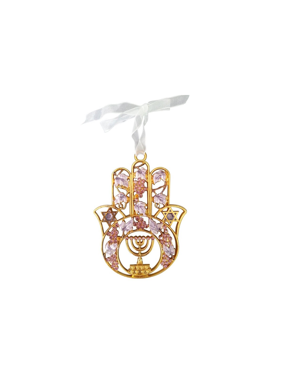 7 Branch Menorah Hamsa Wall Hanging | Metal Hamsa