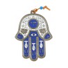Silver Plated Hamsa Wall Decoration with Chai and Fis... | Metal Hamsa